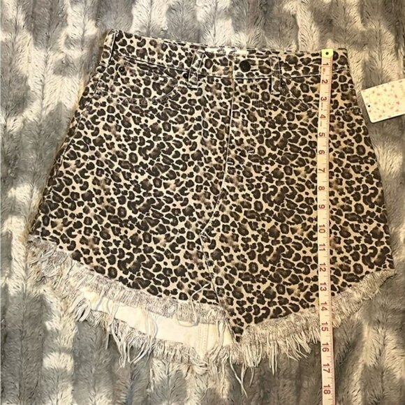 Free People Bailey Denim leopard print skirt Size 26 - Picture 5 of 10